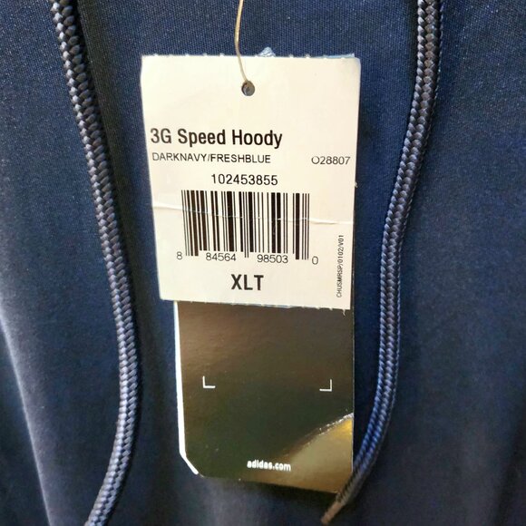 NWT Men Sweatshirt, Athletic Hoody Ad8idas, Basketball SZ XLT 28807 Navy Blue - Picture 5 of 5